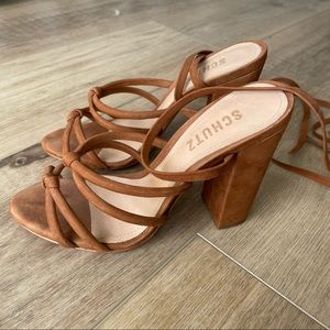 Schutz Lace Up Heel Sandals